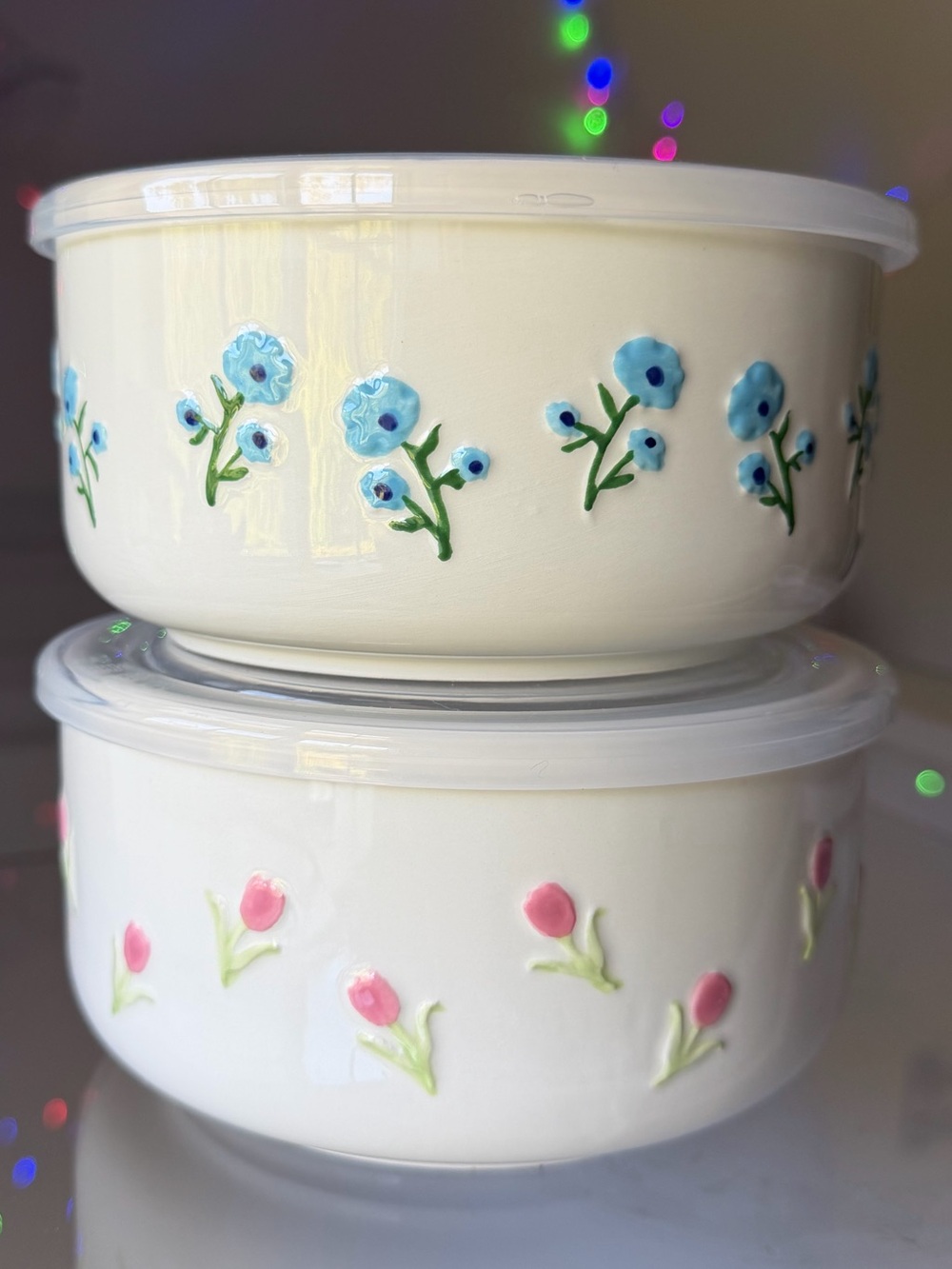 Dayna Lee Collection Bowl Tulip Wildflower Microwave Safe Dial Vent To Open 6”